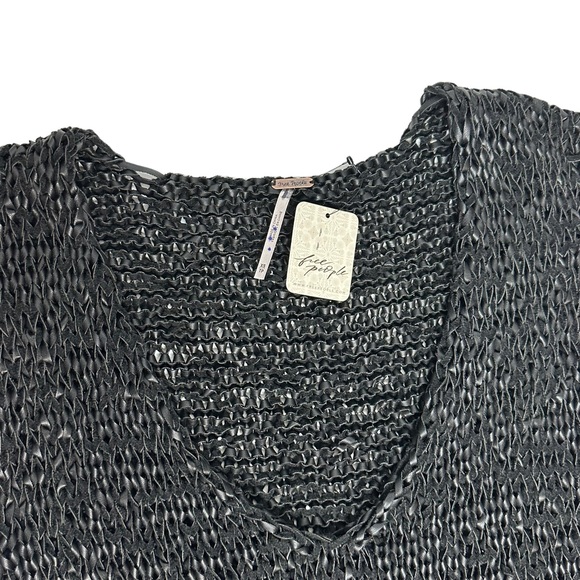 NWT Free People Billie Vegan Leather Crochet Tunic/Mini Dress black xs - Picture 9 of 15